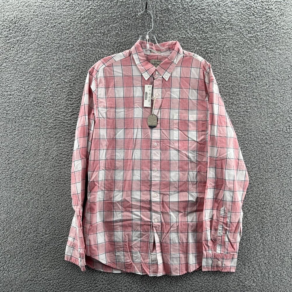 New J.Crew Shirt Mens Large Salmon Plaid Cotton Shirting Special Weaving Yarns